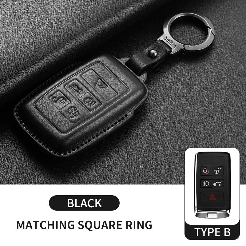 Leather Car Remote Key Case For Land Rover Range Rover Sport Evoque Freelander Velar Discovery 4 Auto Key Shell Fob Keychain
