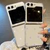 Love Heart Print Clear Folding Phone Case For Samsung Galaxy Z Flip 7 6 5 4 3 Hard Transparent Cover For Samsung Z Flip7 Flip6