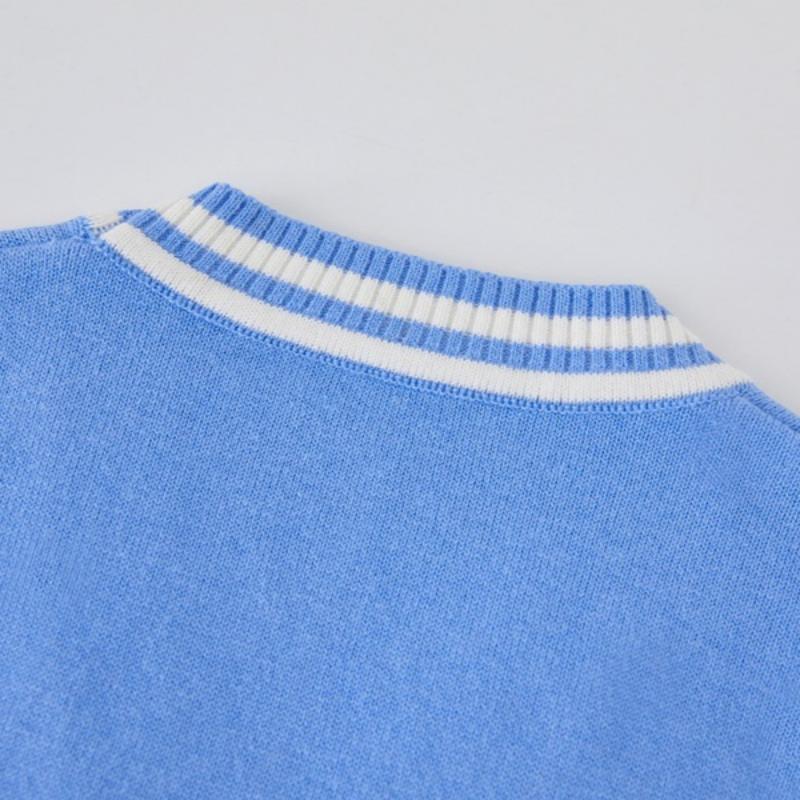 Школьная форма в стиле колледжа, контрастный цвет, свитер для девочек, кардиган, детская куртка на весну и осень, вязаный кардиган для детей среднего и большого возраста