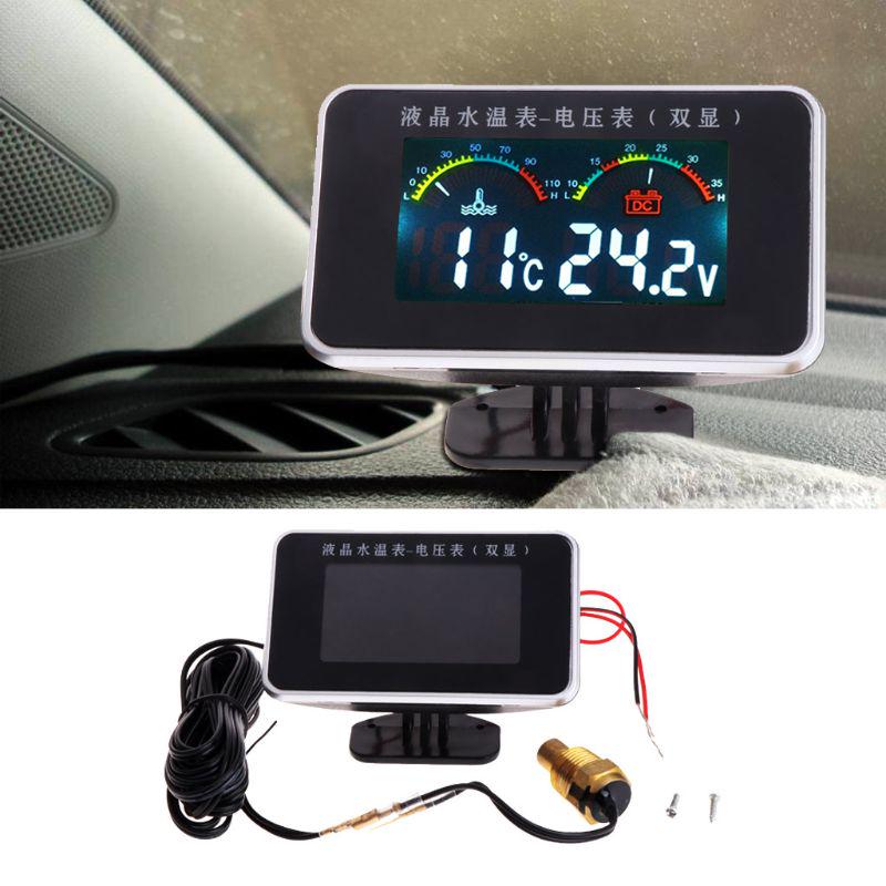 Universal Vehicle Car Water Temperature Gauge- Thermometer Voltmeter 2in1 for Car Motorcycle