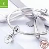 European-American Style DIY S925 Silver Lucky Clover Bracelet with Four-Leaf Clover Pendant (SCC259)