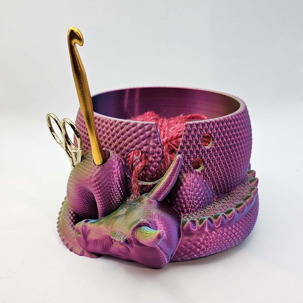 Dragon Yarn Bowl Yarn Bowl 3D Printed Yarn Holder Knitting Crochet Dragon Bowl Dragon Decor Yarn Organizer