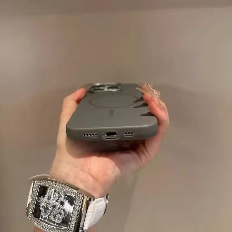 Роскошные кожаные чехлы для телефонов Magsafe с беспроводной зарядкой для iPhone 12 13 14 15 16 Pro Max Plus, магнитные чехлы-бамперы