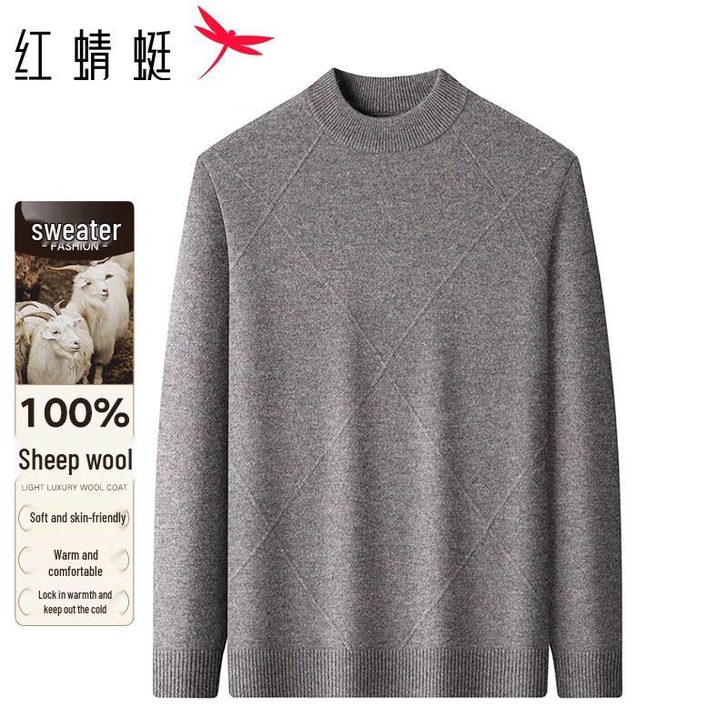 RED DRAGONFLY Men's 100% Merino Wool Crewneck Pullover Sweater