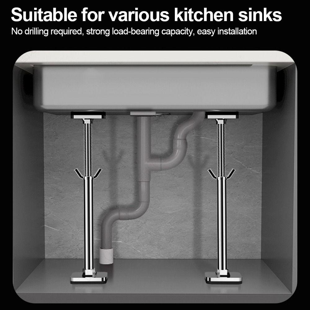 Stainless Steel Undermount Sink Supports Adjustable Bottom Installation Support Home Kitchen