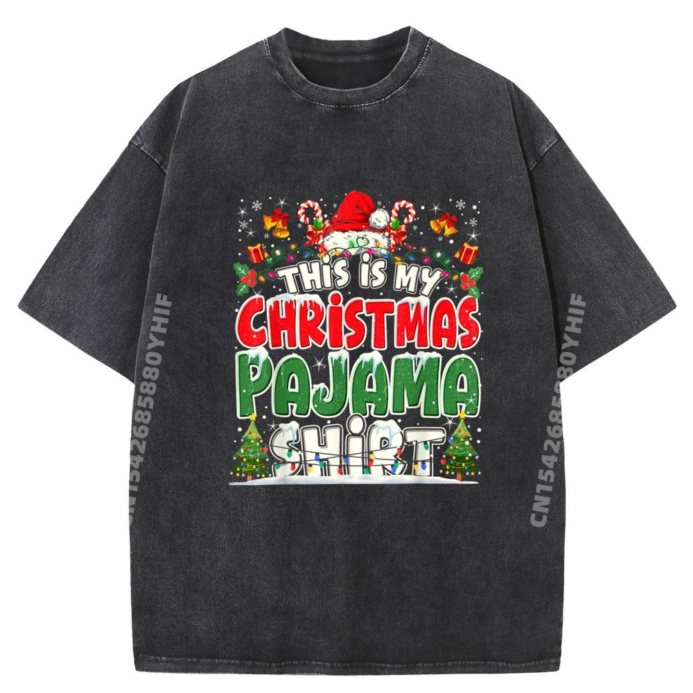 This Is My Christmas Pajama Xmas Pjs Thanksgiving Christmas Hallothanksmas Washed Tshirt Tops & Tee