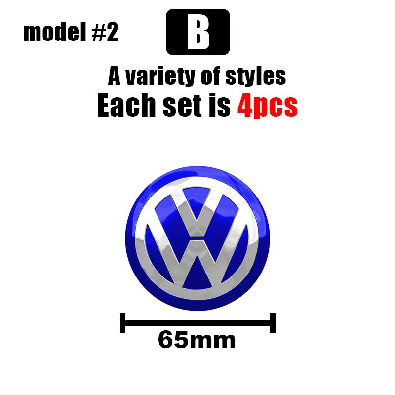 4pcs 56/60/65mm Volkswagen Car Wheel Center Cover Stickers Hub Cap For VW R Golf Touran Octavia Motion GTI Polo Auto Accessories