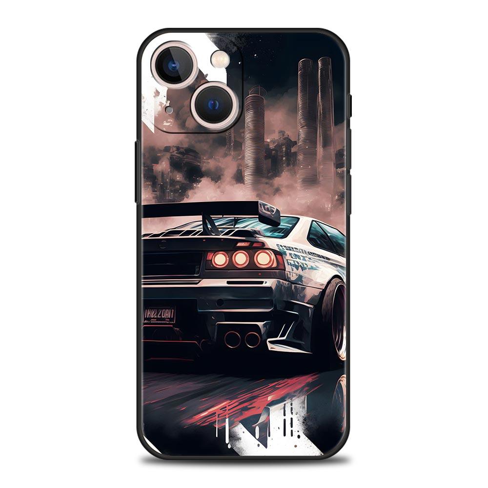 Sports Car JDM Tokyo Drift For iPhone 11 12 13 15 14 Pro Max Phone Case X XR XS 7 8 Plus SE 2020 Luxury Black Soft Cover Funda
