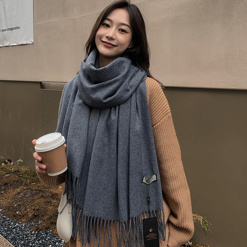 Women'S Thick Warm Solid Color Scarf Autumn And Winter New Style Cashmere Scarf Versatile Wool Scarf