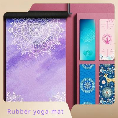 Коврик для йоги с принтом из натурального каучука и бархатной поверхностью. Тонкий нескользящий портативный складной напольный коврик, впитывающий пот. Фитнес-упражнения. Моющийся напольный коврик.