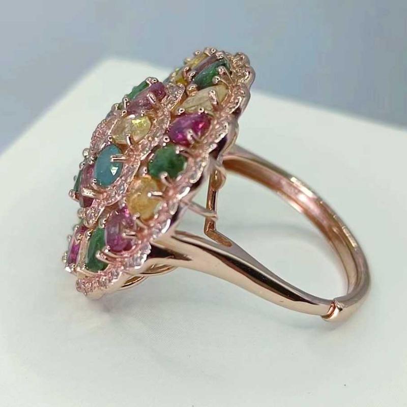 Sace Gems Кольца из стерлингового серебра 925 пробы 3*4 мм с натуральным турмалином для женщин, ювелирные украшения для помолвки, коктейлей и вечеринок