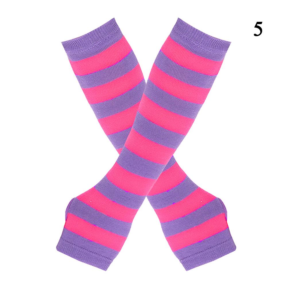 Полосатые унисекс перчатки с половиной пальцев длинные женские перчатки для девочек перчатки на руку теплые вязаные напульсники локтевые варежки теплая манжета