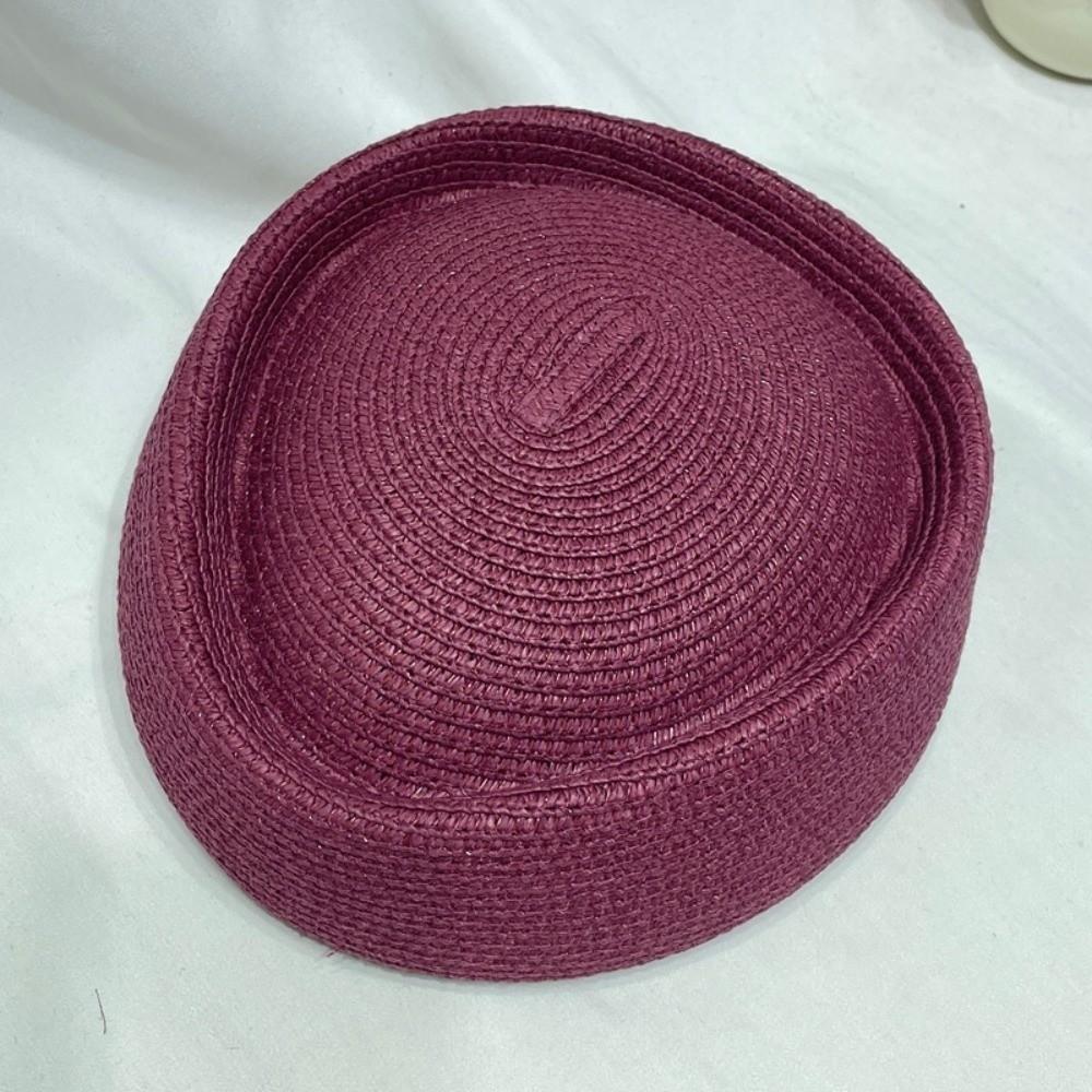 Elegant Flight Attendant Hat Teardrop Vintage Sun Hat Fashion Straw Beret Hat Cocktail Event