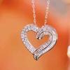Huitan Brilliant Heart Necklace with AA Cubic Zirconia Temperament Wedding Necklace for Women Luxury  Color Love Jewelry