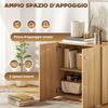 Mobiletto Multiuso A 2 Ante Mobiletto Soggiorno O Ufficio In Legno Con Maniglie In Alluminio 70x39x70cm