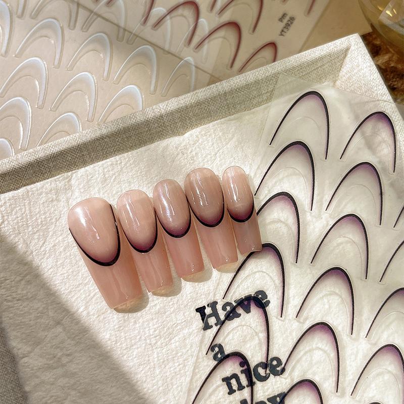 Градиентный французский линии наклейки для ногтей переводные картинки 3D французский маникюр нейл-арт гелевые слайдеры украшения аксессуары