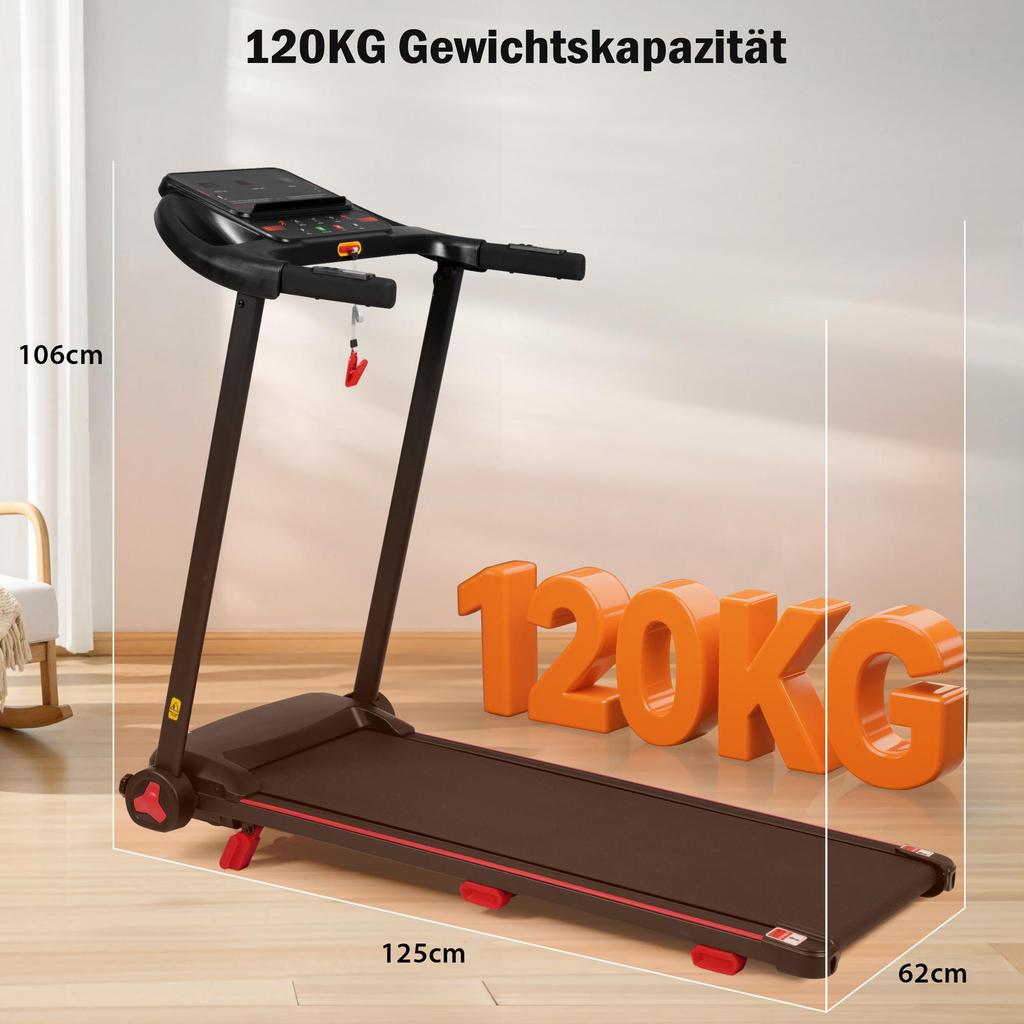 Беговая дорожка Flieks для дома, наклон 8%, складные беговые дорожки тихие до 14 км/ч, 3,0 л.с., светодиодный дисплей, Bluetooth, максимальная нагрузка 120 кг