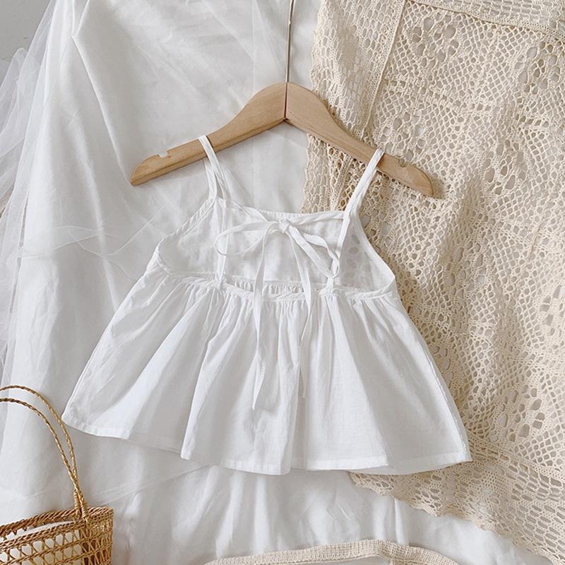 Летний милый короткий топ-майка на бретелях для девочек