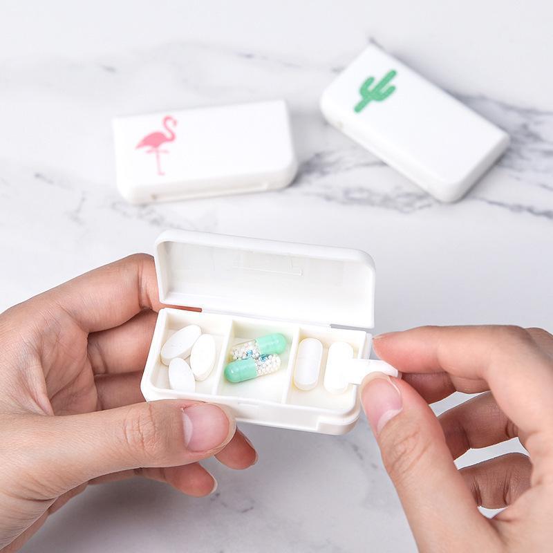 Portable Pill Box With 3 Compartments Cute Pattern Sealed Lid Perfect For Travel Outdoor Daily Medicine Use
