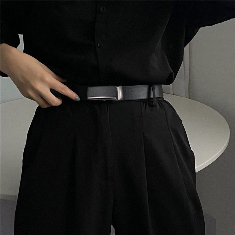Retro Genuine Leather Belts 110/120/130cm Metal Buckle Belt Business Belt Men Suit