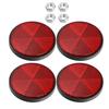 4pcs Universal Round Red Front Lower Fork Reflector Sticker Rear Saddlebag Reflective Cover with 6mm Screws