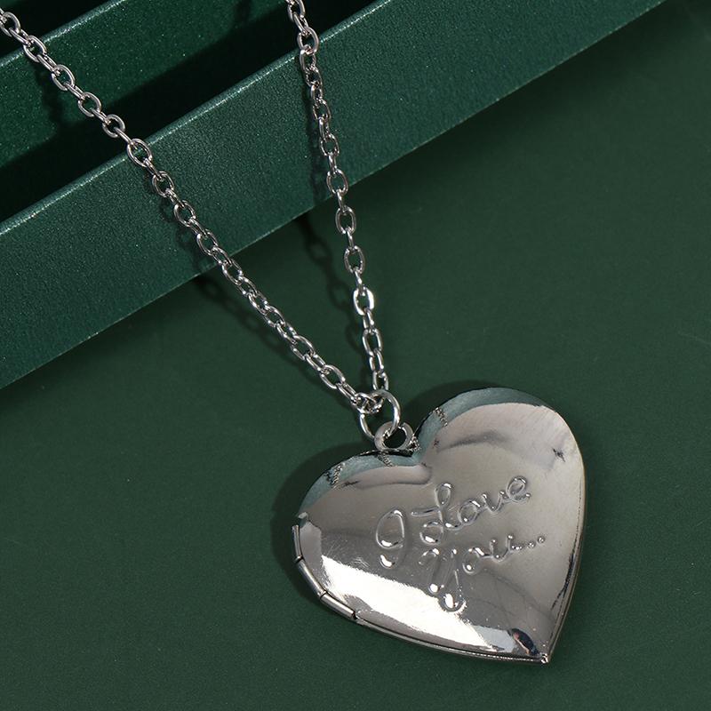 Кулоны-медальоны в форме сердца, открывающиеся, фоторамка, глянцевое ожерелье с семейной фотографией