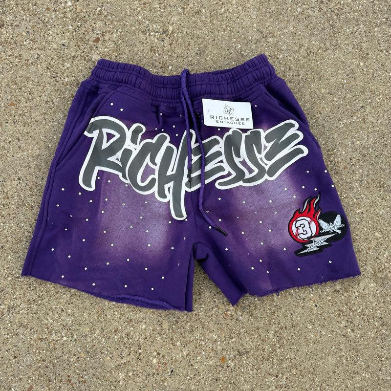 Y2K Harajuku мужские шорты со стразами и буквенным принтом хлопковые спортивные штаны модные НОВЫЕ хип-хоп баскетбольные уличные свободные повседневные шорты