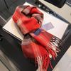 2024 British Red Plaid Imitation Cashmere Scarf: Cozy Winter Neck Shawl Gift