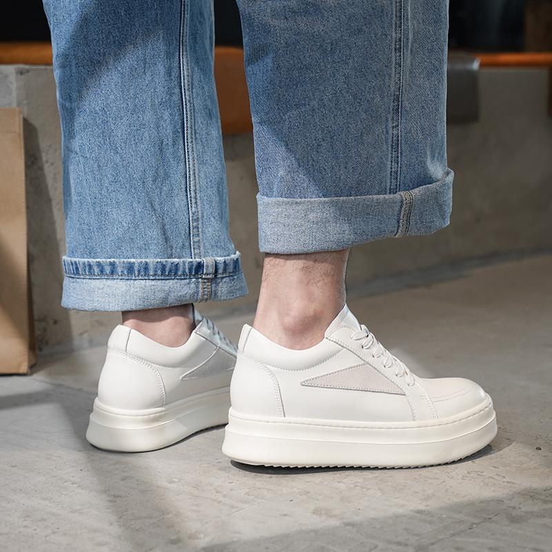 Модная мужская повседневная обувь из натуральной кожи, для отдыха, ходьбы, скейтбординга, на толстой подошве, мужские кроссовки для улицы