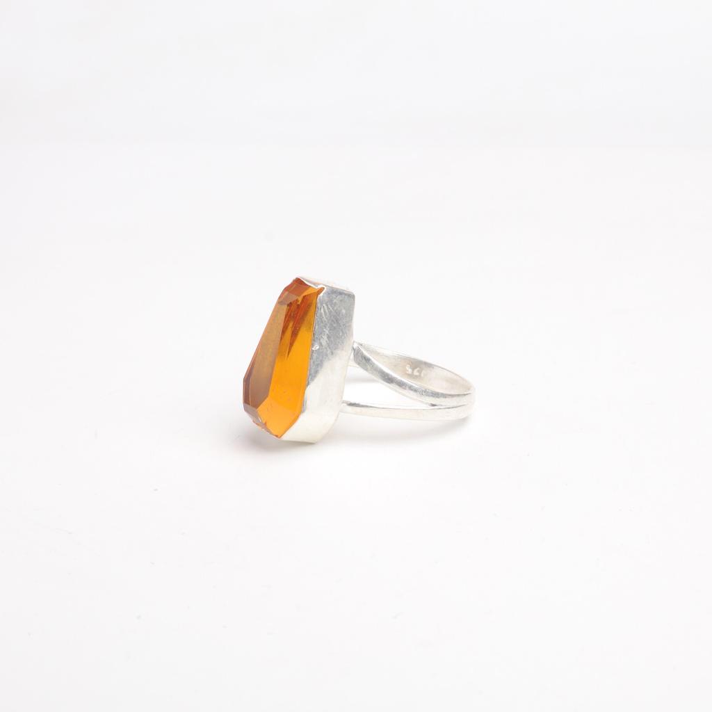 Редкий драгоценный камень цитрин Ювелирные изделия из серебра 925 пробы Ручной работы Женское кольцо для подарка RR-47-3