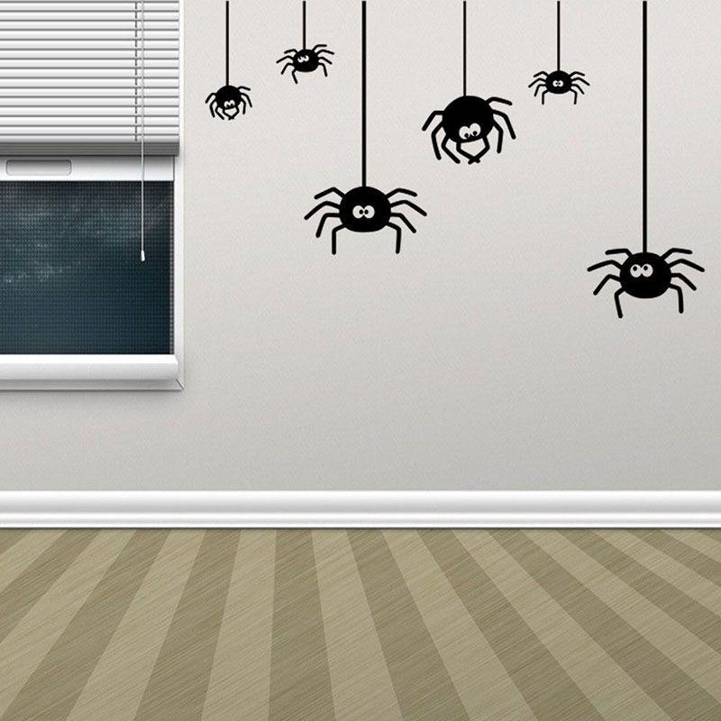 Removable Halloween Diy Wall Stickers With Fire Retardant Pvc Pumpkin Witch Decal