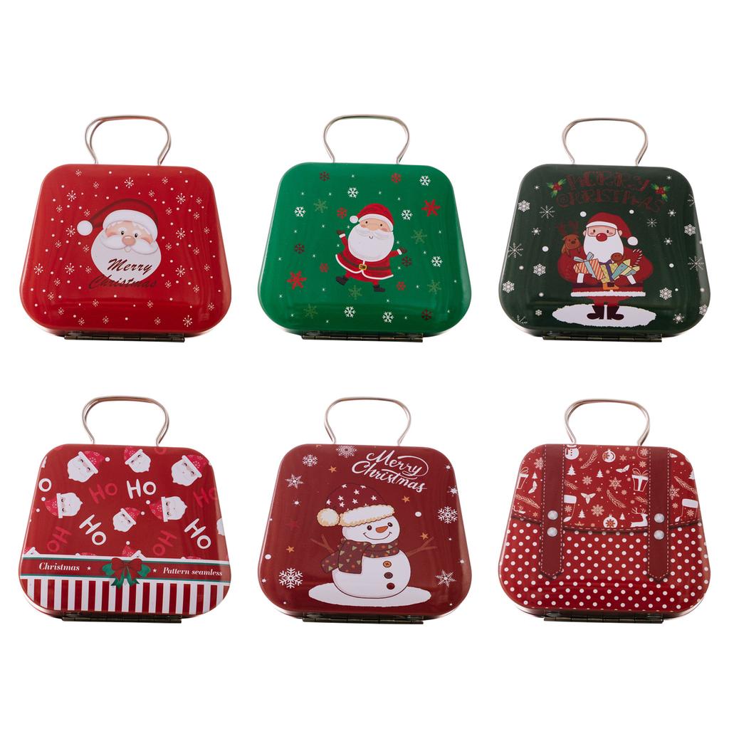 Christmas Handbag Style Tin Candy Box Mini Purse Childrens Gift Metal Case Holiday Decoration Party Favors