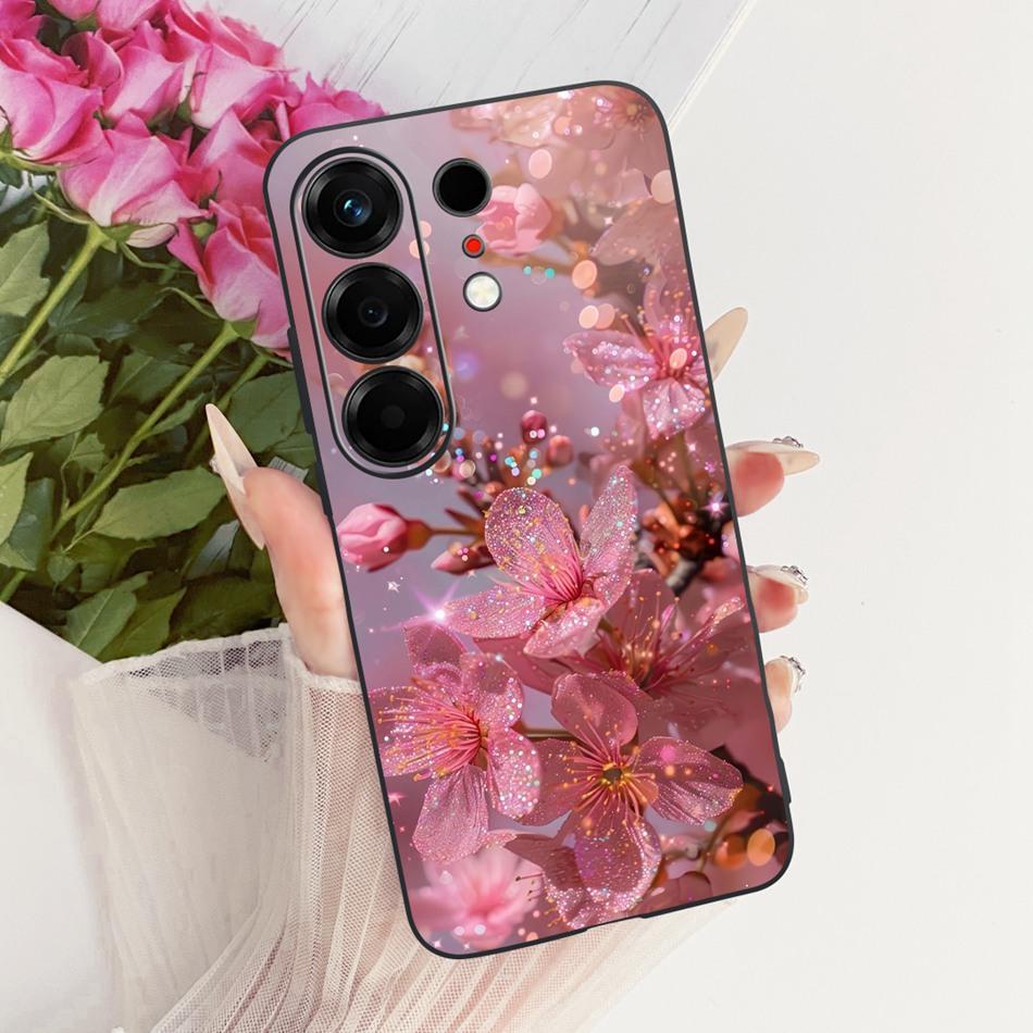 For Tecno Camon 50 4G CN5 Cute Flower Butterfly Cat Painted Case For Tecno Camon50 4G Black Silicone Soft Phone Cases