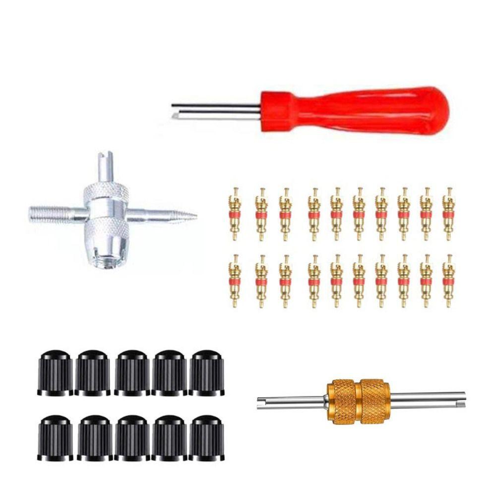 33Pcs Rust-proof Tire Valve Stem Installer Tool Set Multi Function Valve Removal Puller Tool Cars