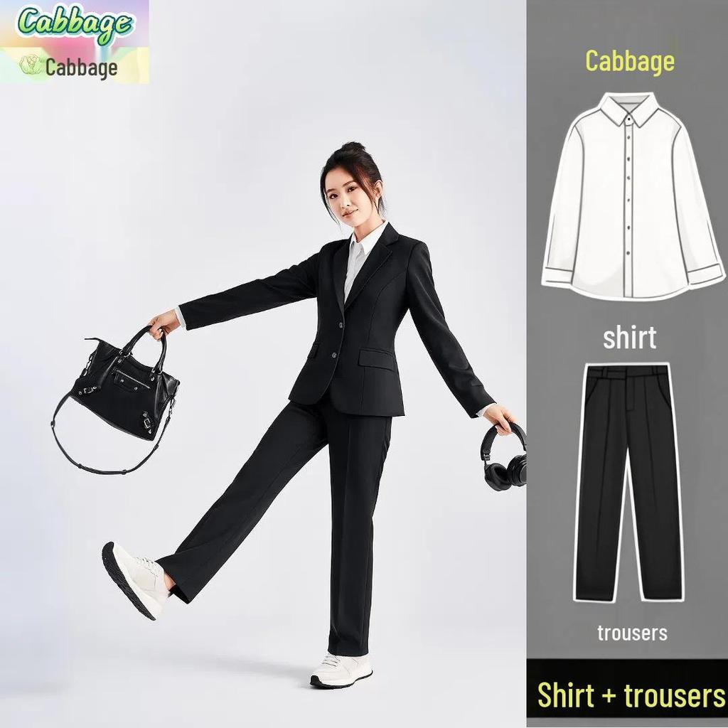 Spring Autumn Slim Fit Professional Suit Set for College Interviews and Formal Wear