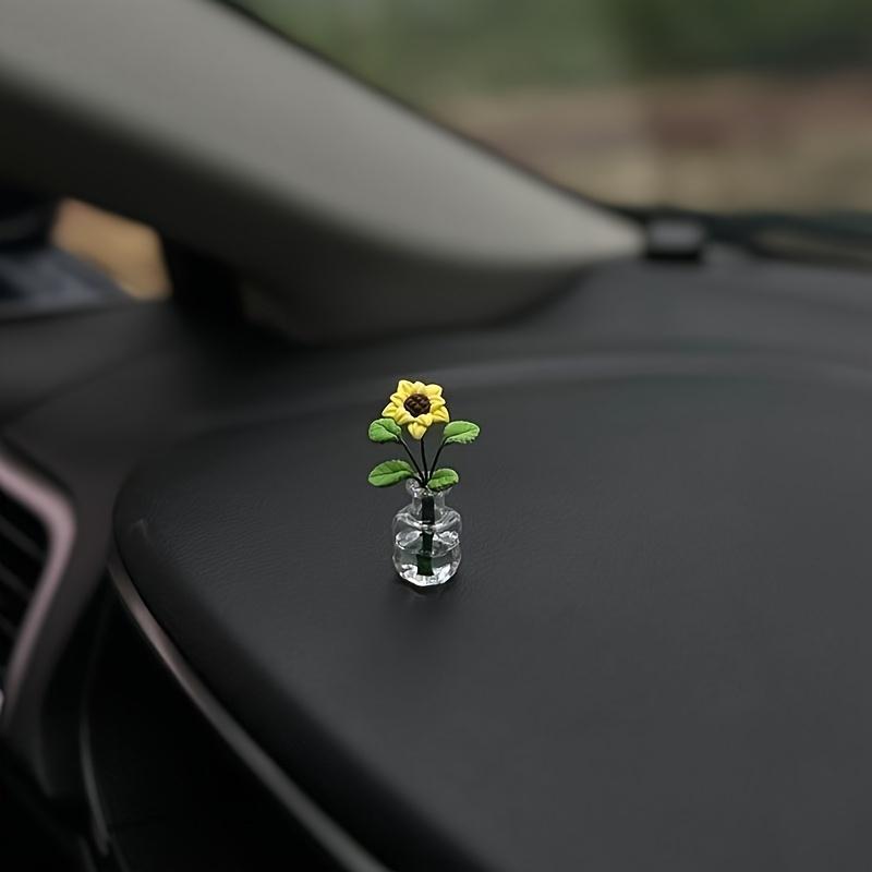 Подсолнух Отделка приборной панели и окна автомобиля Милые креативные аксессуары для интерьера автомобиля, декор приборной панели