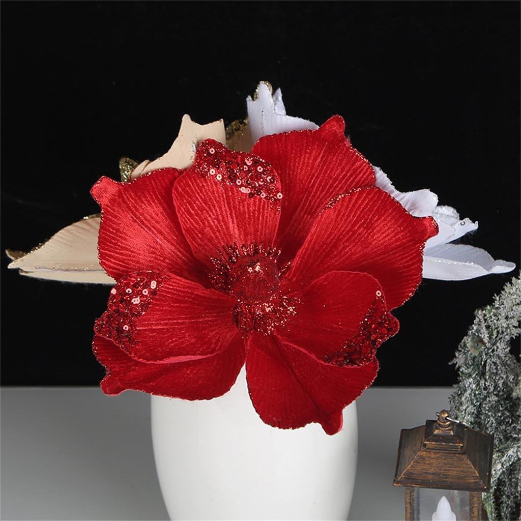 Three Layer Gold Powder Christmas Flower New Simulation Christmas Tree Decoration Flower Holiday Decoration Flower Arrangement