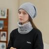 2 шт. Зимний хлопковый толстый кольцевой шарф и набор шапок Унисекс Однотонный Внешний повседневный теплый пуловер Вязаная шапка Шарфы-снуды