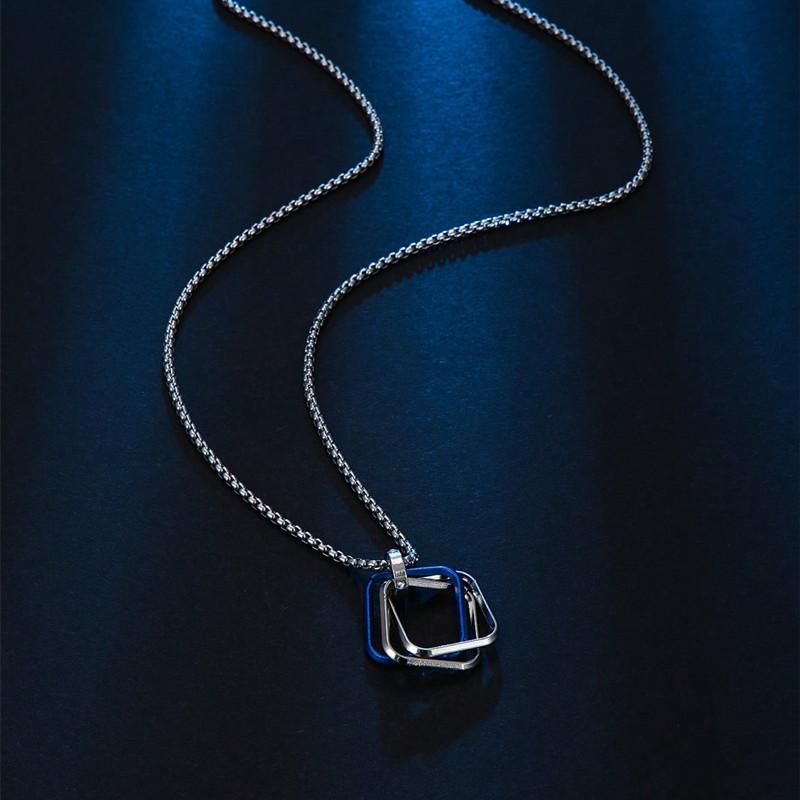 Three-Ring Geometric Titanium Steel Necklace For Men And Women Trendy Cool Simple Personality Couple Titanium Steel Pendant Hip-Hop Jewelry