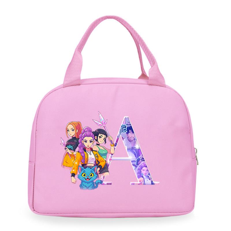 Trend Kpop Anime Cartoon Peripheral 26 Letter Printing Bento Bag Commuter Portable Lunch Box Bag