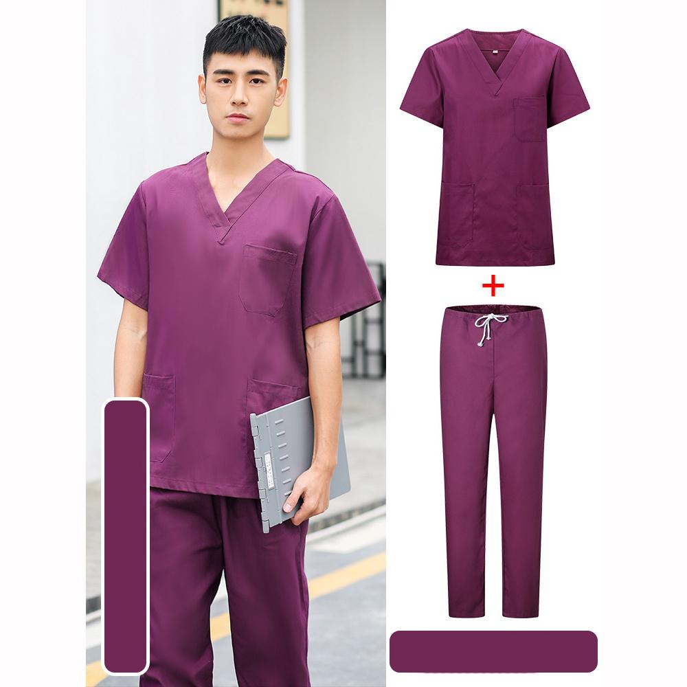 Одежда для ручной стирки Мужские хирургические халаты с короткими рукавами Больничные халаты из полиэстера Комплекты больничных чистящих халатов Длинная рабочая одежда