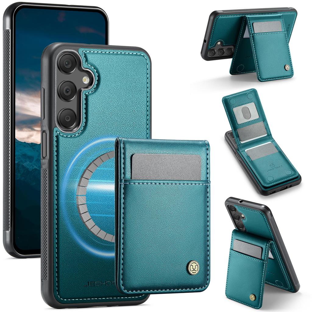 Для Samsung Galaxy A16 5G/Galaxy A16 4G Кожаная задняя крышка Совместимая с MagSafe Чехол для телефона JEEHOOD J06 с карманом для карт Блокировка RFID