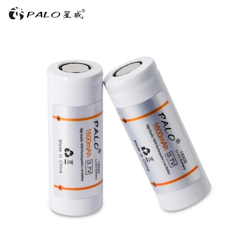PALO 3.7V 18500 Li-ion Rechargeable Battery 18500 1600mAh 3.7V Lithium 18500 Li-ion Batteries for LED Flashlight
