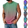 Мужская летняя футболка без рукавов с круглым вырезом и градиентным рисунком в спортивном повседневном стиле
