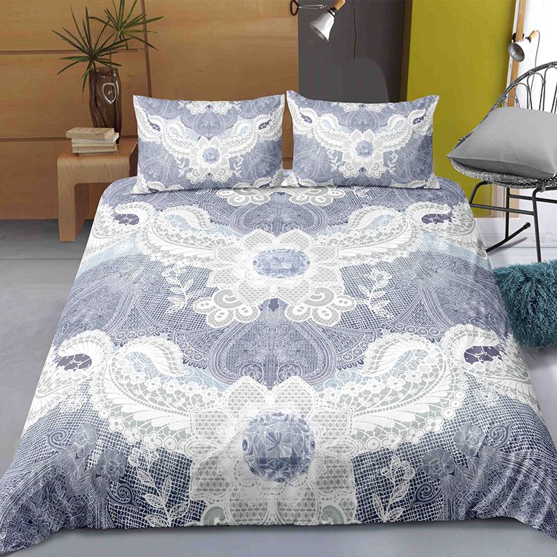Floral Pattern Printed Polyester Duvet Cover Set Flowers Quilt Cover Double Full Queen King Size Bedding Set with Pillowcase