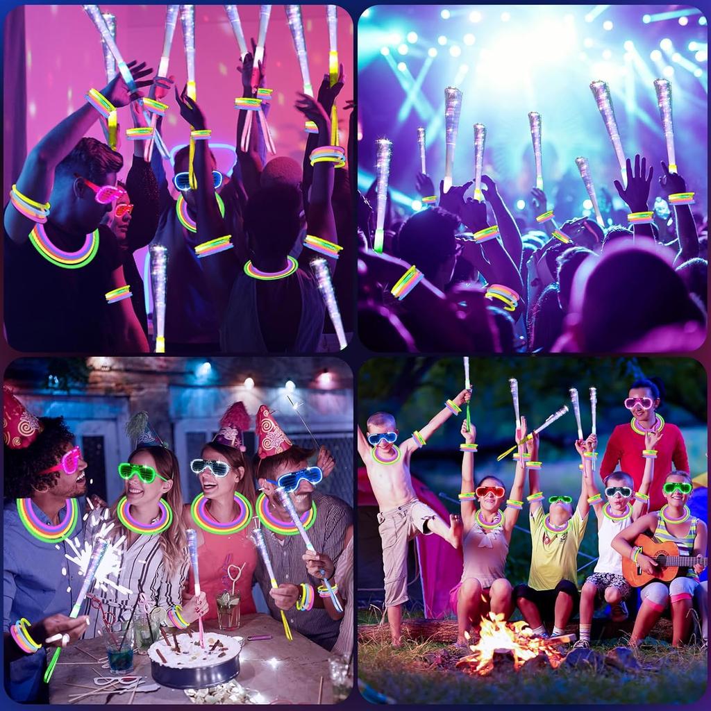70-240PCS Glow Party Supplies LED Glasses Glow Fiber Optic Wands Glow Sticks Bracelets for Concert Neon Party Wedding Favors