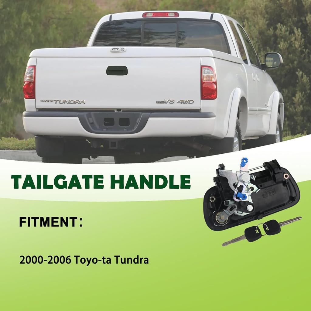 Tailgate Handle Liftgate Latch Handle With Key Lock Cylinder Smooth Black Compatible With 2000-2006 Toyota Tundra Replaces 69090-0C010 69090-0C030-C0