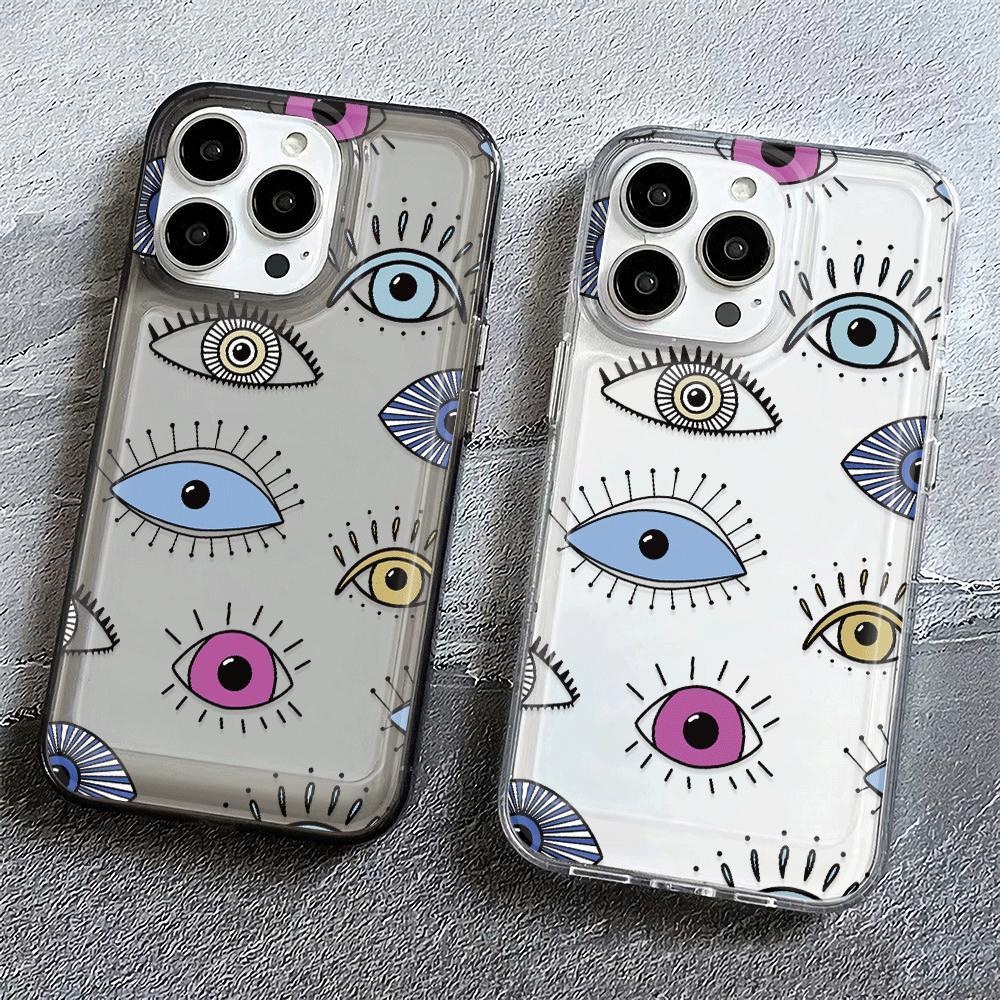 Artistic Colorful Eyes TPU Transparent Phone Case For IPhone 16 15 14 13 12 11 Pro Max 7 8 plus X XR XS Shockproof Soft Case