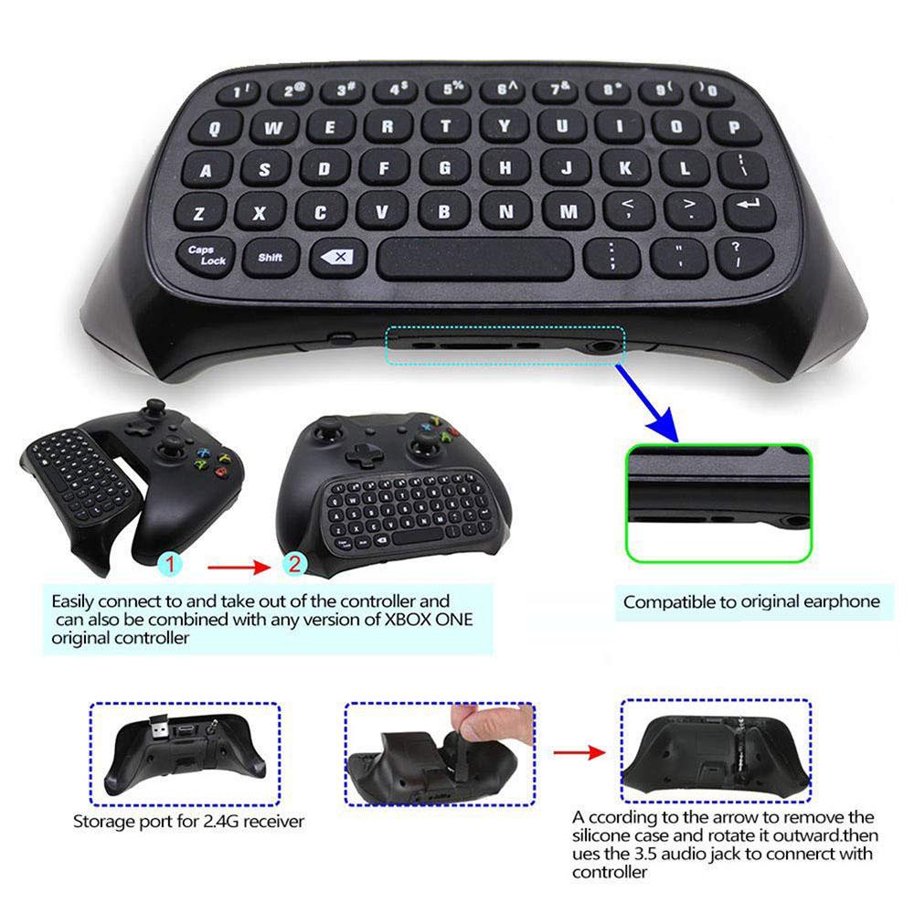 Беспроводная мини-клавиатура 2.4G, ресивер и 3.5 мм разъем для игрового контроллера Xbox One