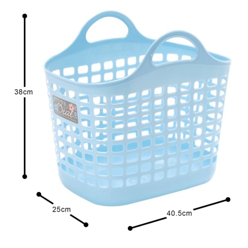 Sanko Plastic Laundry Basket, Beat Basket No. 2, Pastel Blue